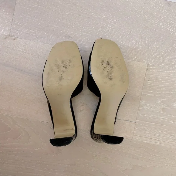 Black Leather Heels Size 8 - Picture 3 of 3